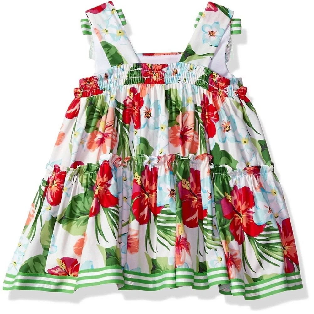 Bonnie Baby Tropical Floral Poplin Sundress Dress Set Size 3-6 NB‎ NWT